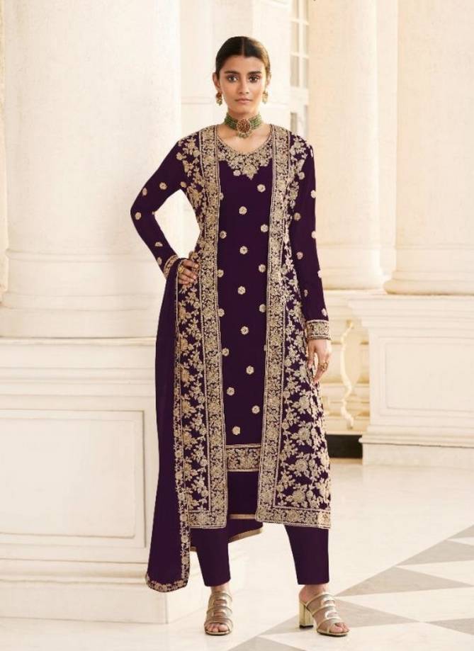 AASHIRWAD JACKET Fancy Latest Designer Real Georgette Jacket Front Back Embroidery Work Salwar Suit Collection